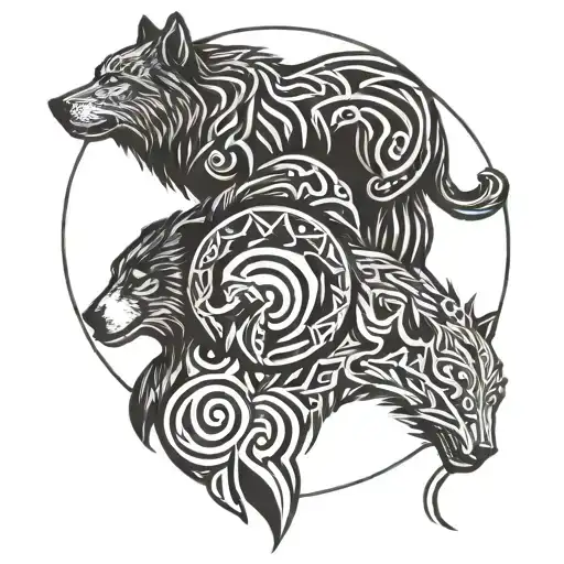 Wolf And Bear In Harmony Inspired By Stoicism