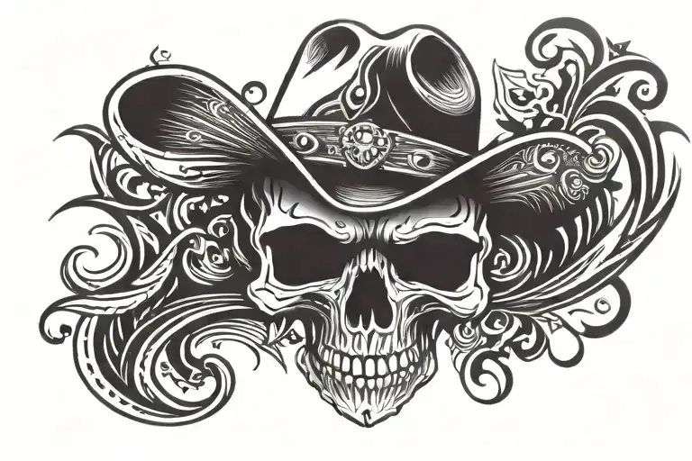 Skull In Cowboy Hat Riding
