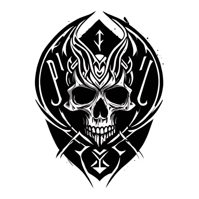 Perun Runes With Skull Surrounding Runes