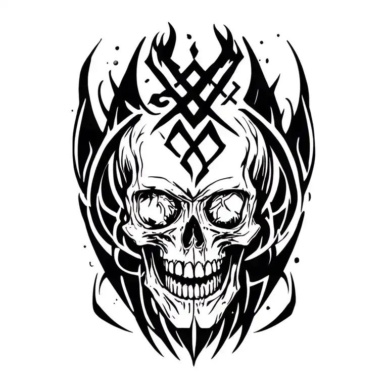 Perun Runes With Skulls Around It