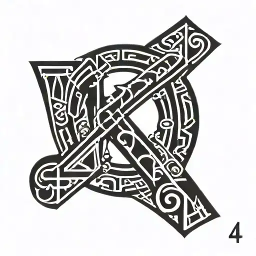 Sleeve Tattoo Featuring The Letters Dce And The Number 4 With The 4 And E Combining