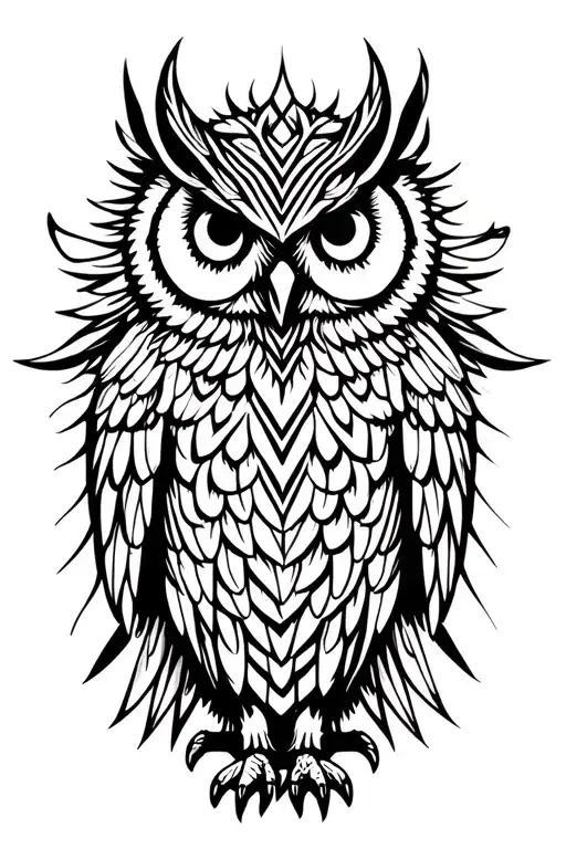 Owl With Its Wings Spread He Stands Steadfastly