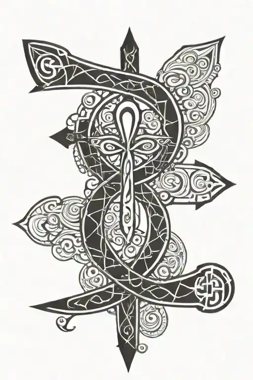 Ankh Symbol Intertwined Within Its Intricate Patterns