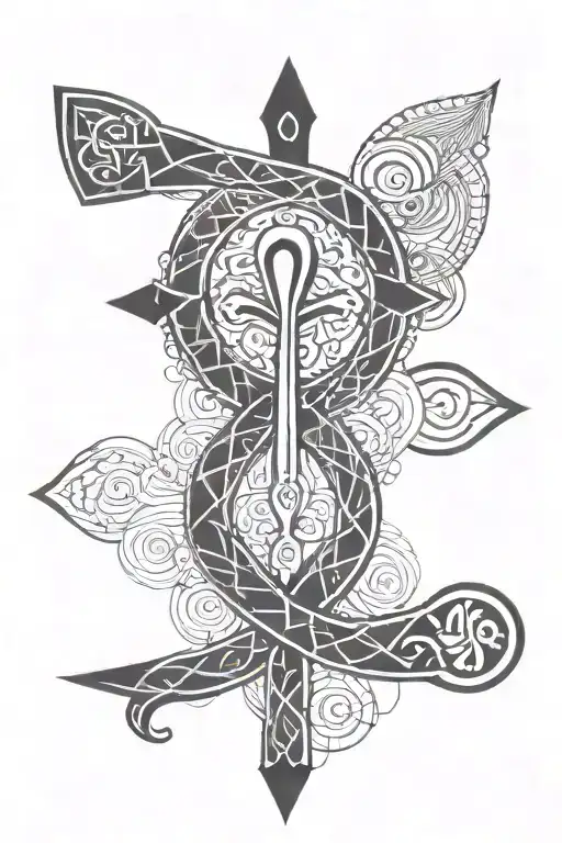 Ankh Symbol Intertwined Within Its Intricate Patterns