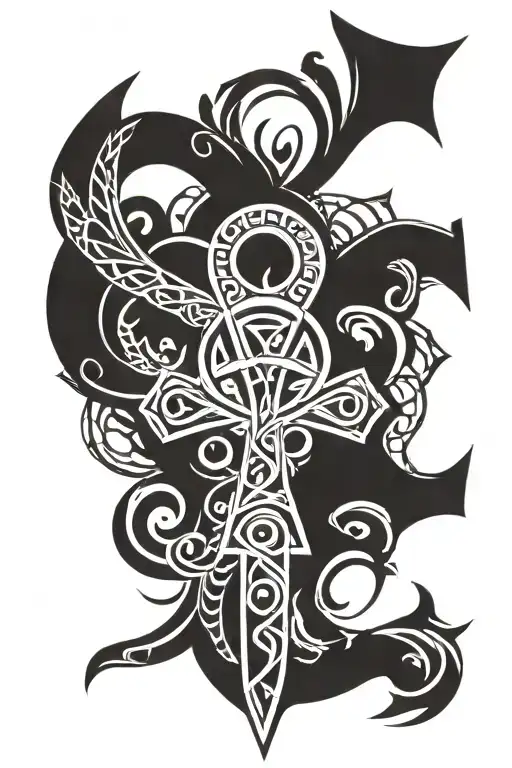 Ankh Symbol Intertwined Within Its Intricate Patterns