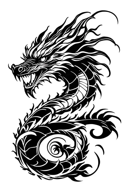 Dragon Wrapping Upward From Ankle