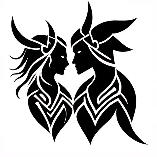 Viking Father Daughter Symbol Intertwined