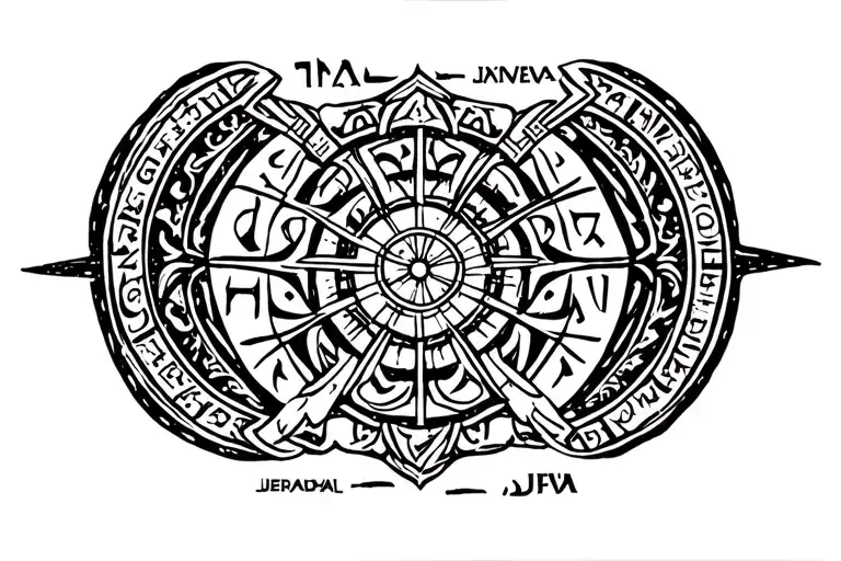Viking Mandala Incorporating Elements Of Runic Letters Of Jieva