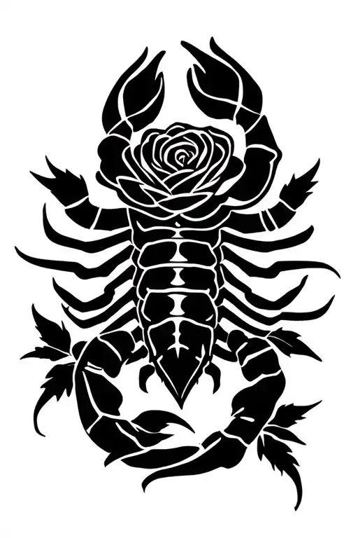 Scorpion Zodiac Sign Avec Une Rose Intertwined