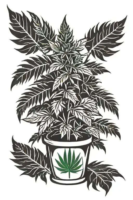 Marijuana Bush In A Pot