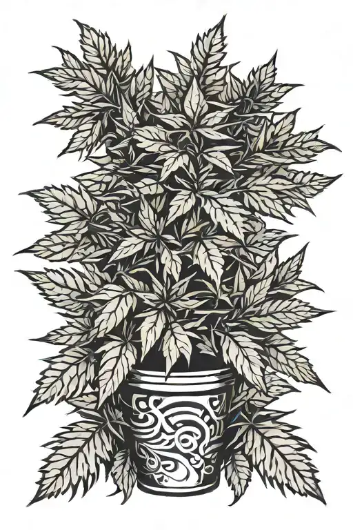 Realistic Marijuana Bush In A Pot