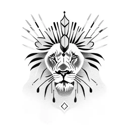 Lion Walking With Native Headdress On