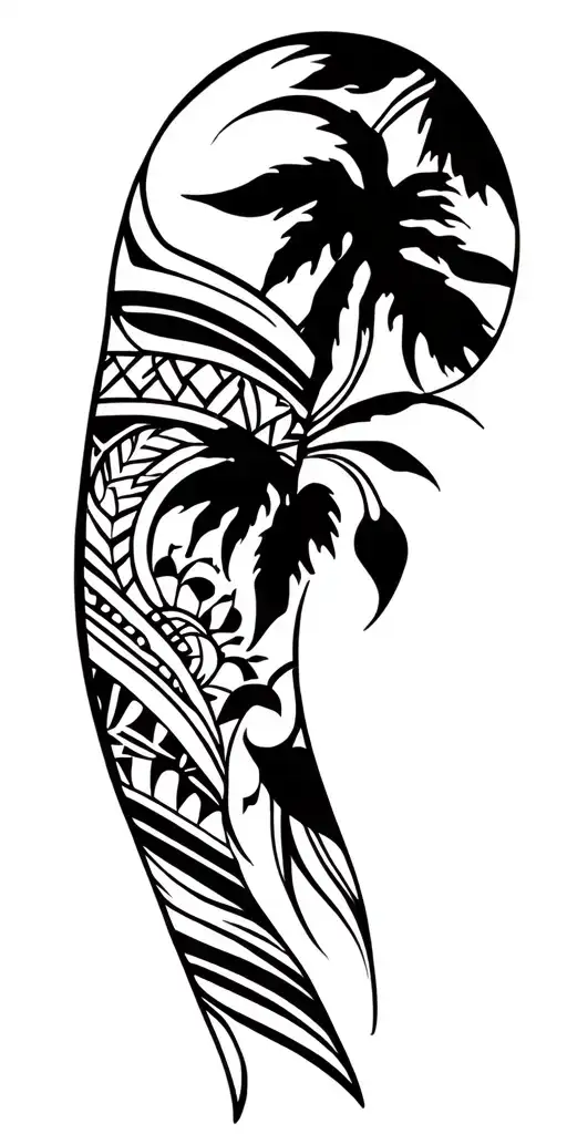 Arm Sleeve Tatto Featuring Puerto Rico Elements Inspired