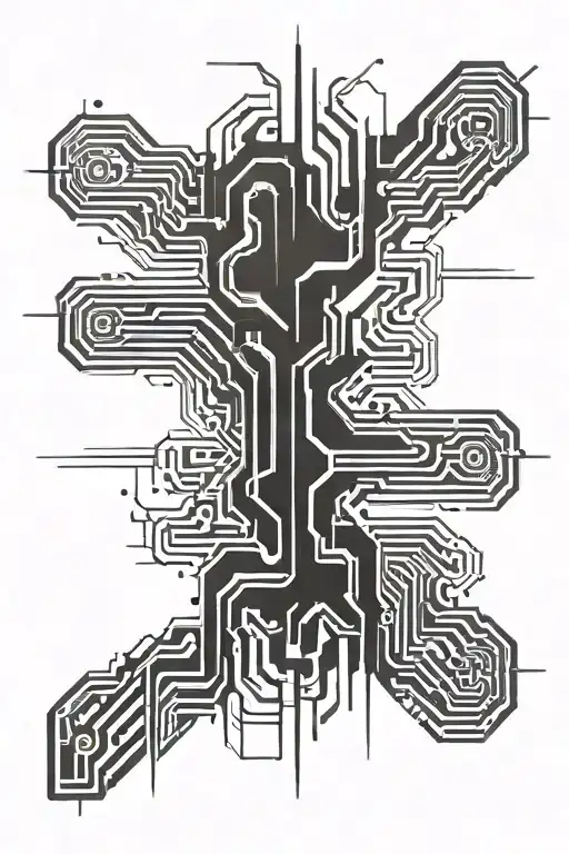 Spinal Tattoo Of A Circuit