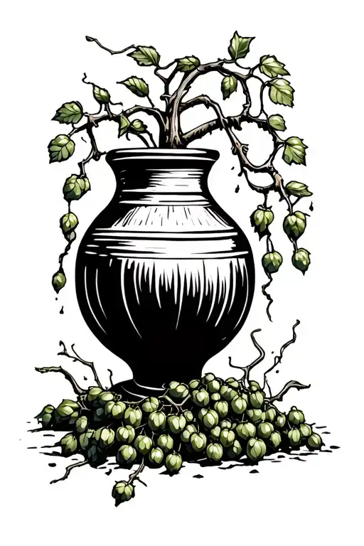 Hop Vines Growing Up A Distillery Pot