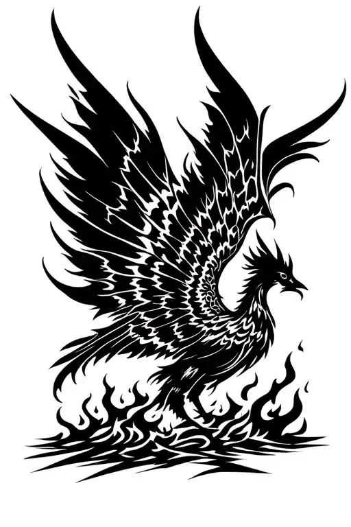 Phoenix Rising From Ashes Symbolizing Rebirth