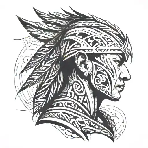 A Side-profile Portrait Of A Warrior Gazing Forward With Calm Intensity