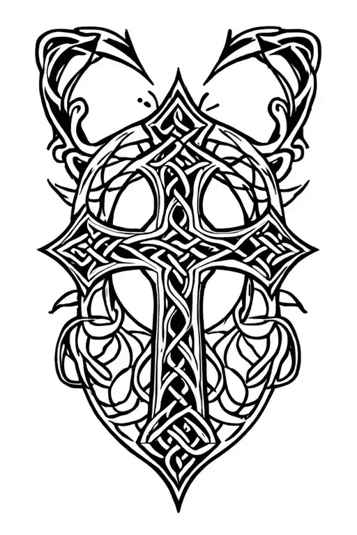 Celtic Cross With Celtic Patterns Around It