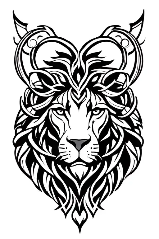 Aquarius Leo Zodiac Symbol Intertwined