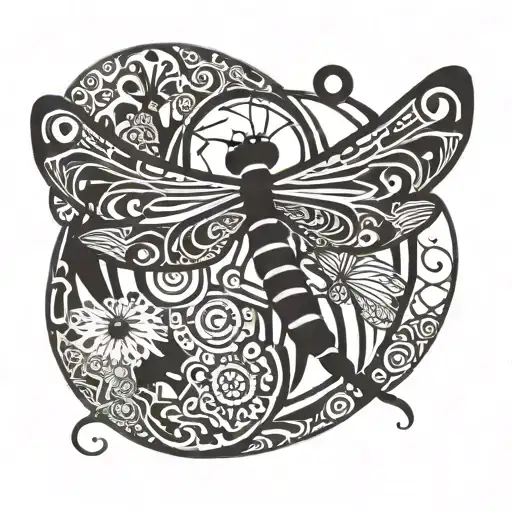 Dragonfly Swooping Down On A Round Ball