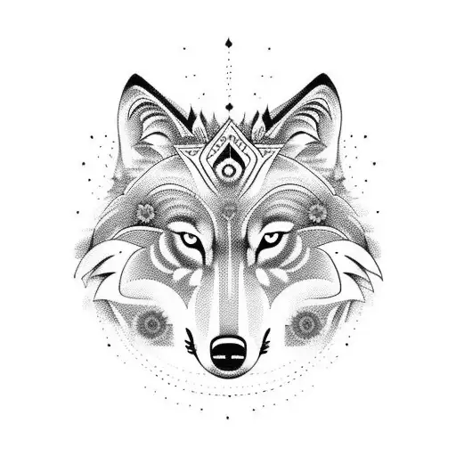 Wolf With Lily Flower