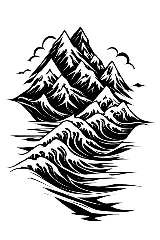 Mountain And Waves