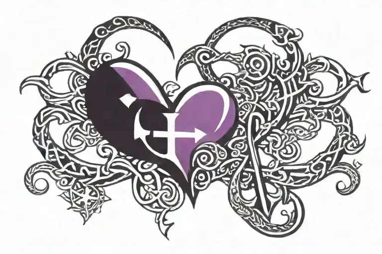 Purple Heart And Anchor Connected