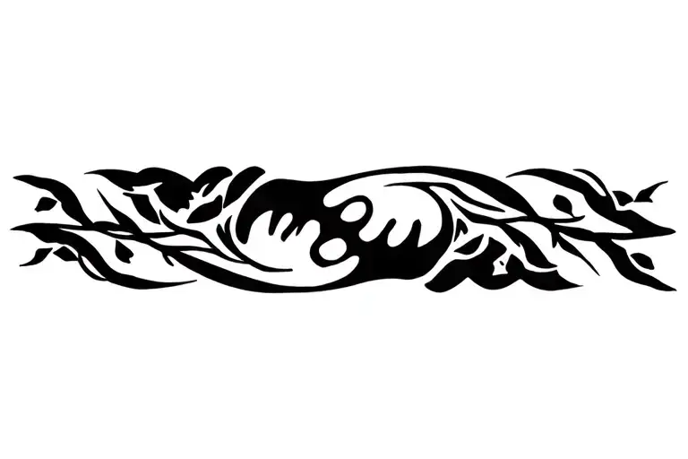 Cat Paw Print Surounded By Vines Growing