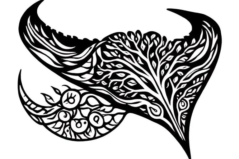 Manta Ray And Nordic Tree Of Life