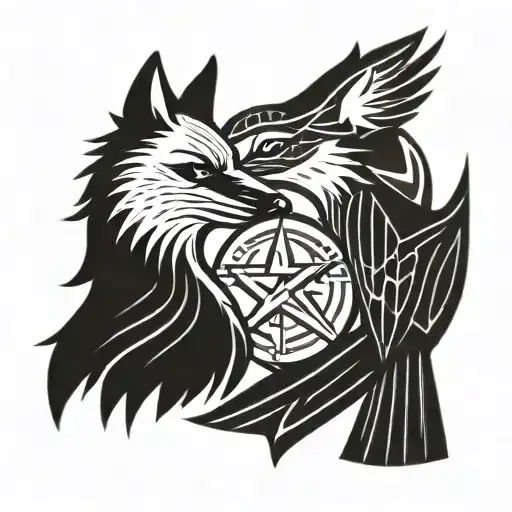 Raven And Fox Face Ing Away From Each Other With 67Th Air Force Patch