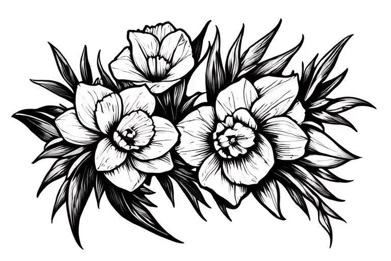 Daffodils And Larkspur Flower