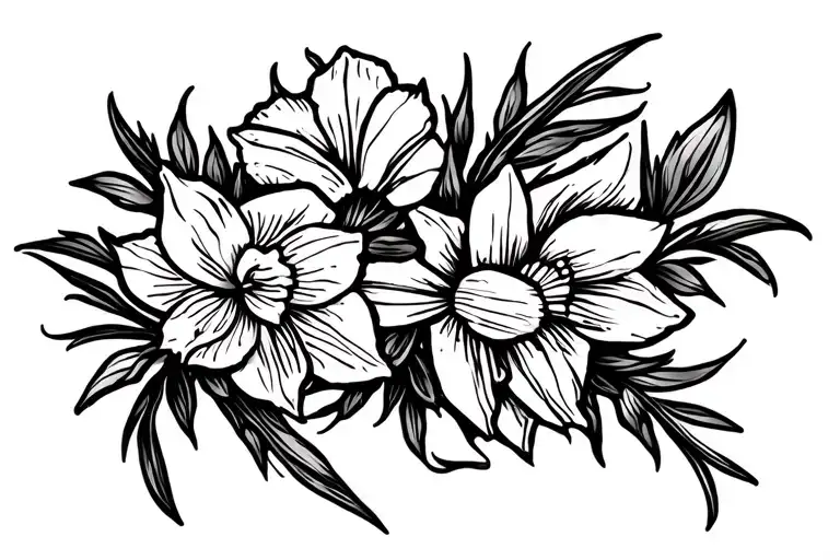 Larkspur And Daffodil Flower