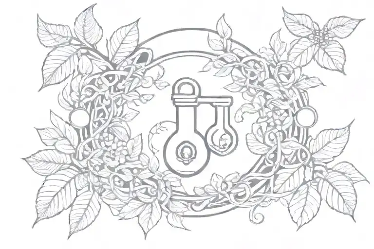 Key Hole Surrounded By Vine With Lemons