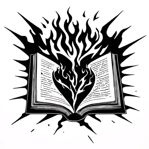 Broken Road With Book On Fire Rising