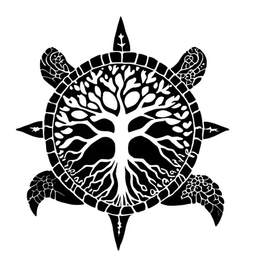 A Supernatural Turtle From Above With The Tree Of Life In The Center Of The Shell