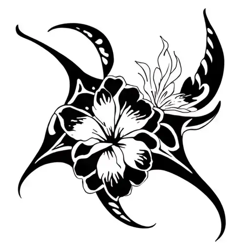 Sting Ray With Hibiscus Flower