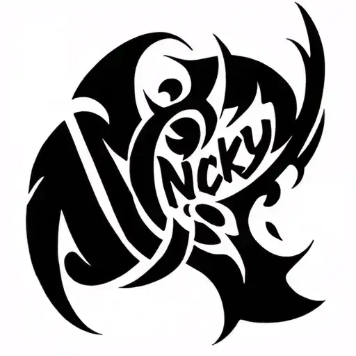 Tribal Tattoo With Name Nicky Hidden In The Design