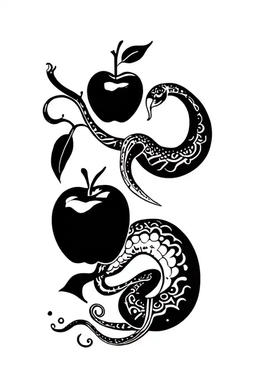 Eve Eating The Apple And Snake Coiled