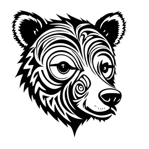 Black Bear Head With Scar Over One Eye