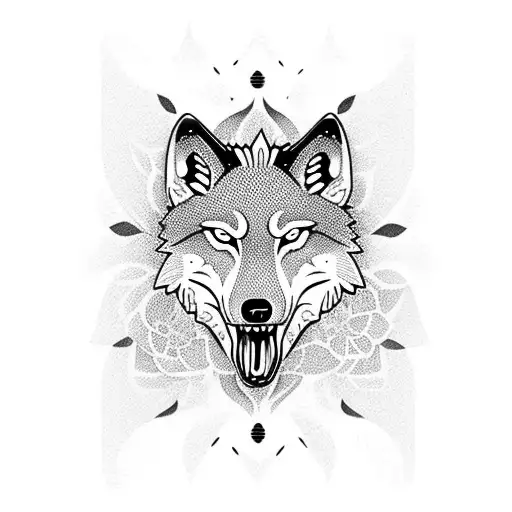 Howling Wolf With Lily Flower