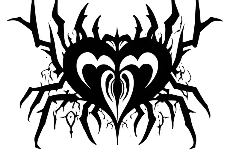 Gothic Dark Metal Tribal Symbols With Hearths And Spiders