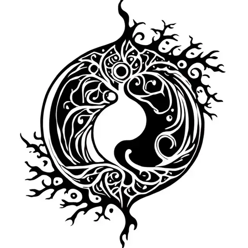 Ying Yang With Tree Of Life
