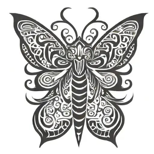 Moth With Horns And Spred Wide Wings