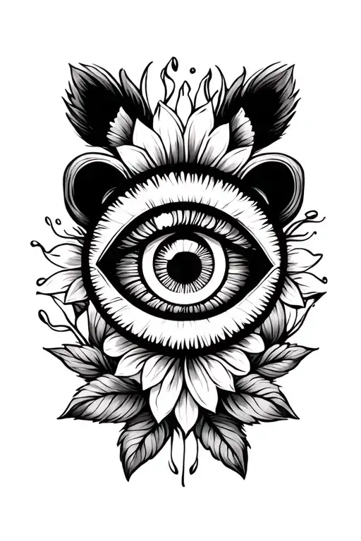 Round Evil Eye Inside Bears Breech Flowers