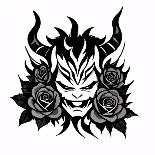 Cute Oni With Roses