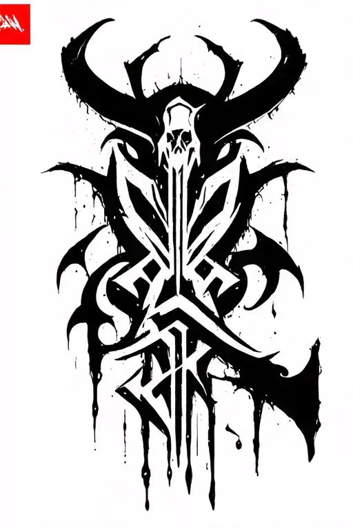 Raw Blackwork Dark Lettering Bold Strokes Ornamental Cyber Sigilism Full-body Horror Modern Fullbody