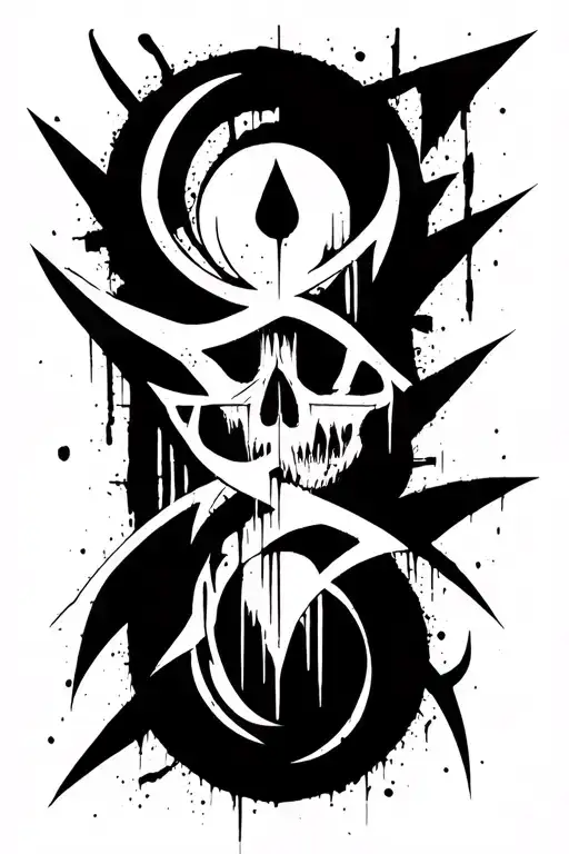 Blackwork Modern Raw Cyber Sigilism Grunge Dark Expressive Chaotic Brushwork Occult Horror