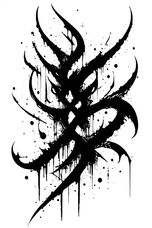 Blackwork Modern Raw Cyber Sigilism Grunge Dark Expressive Chaotic Brushwork Occult Horror Biomech