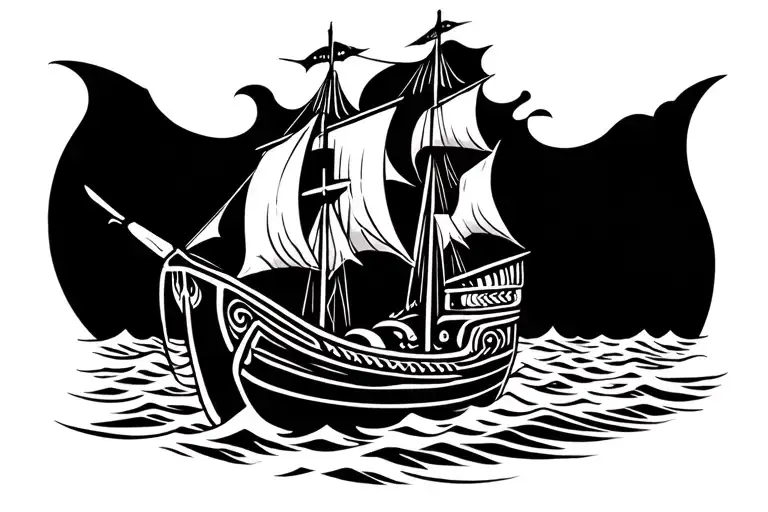 Viking Ship Sailing