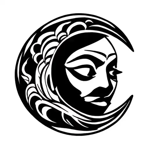 Vintage Moon With Face